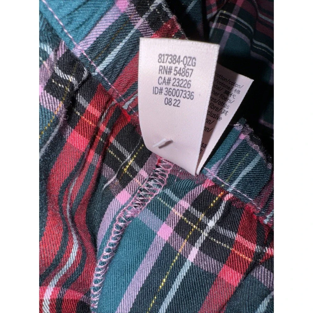 Victoria's  Secret Flannel Pajama 2 Pc Tartan Holiday Plaid Gold Cozy Warm Sz L
